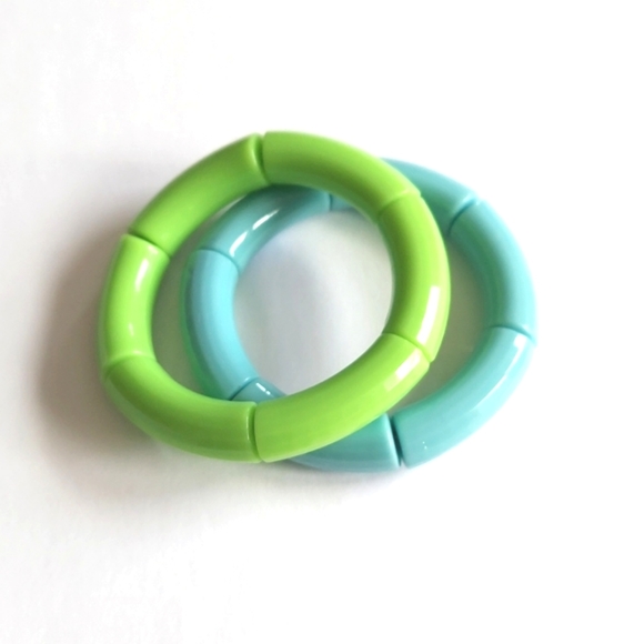 Tube Bamboo Bangle Bracelet - Light Blue - Picture 2 of 7